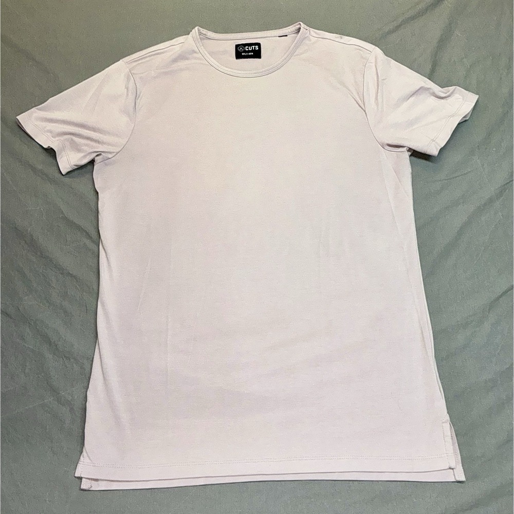 Cuts Clothing Split Hem Large Mens Light Pink Short Sleeve Crew Neck